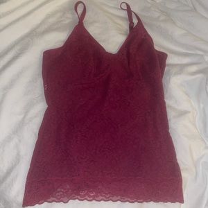 maroon lace cami tank top